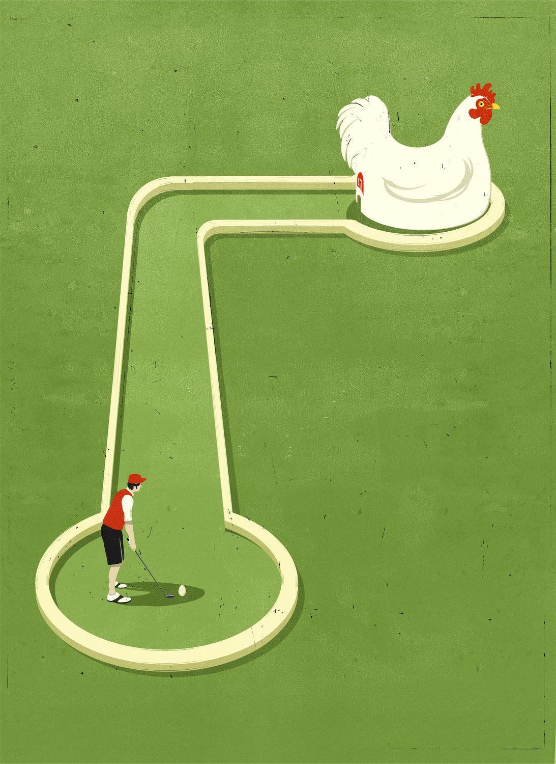 Golfer and the Hen