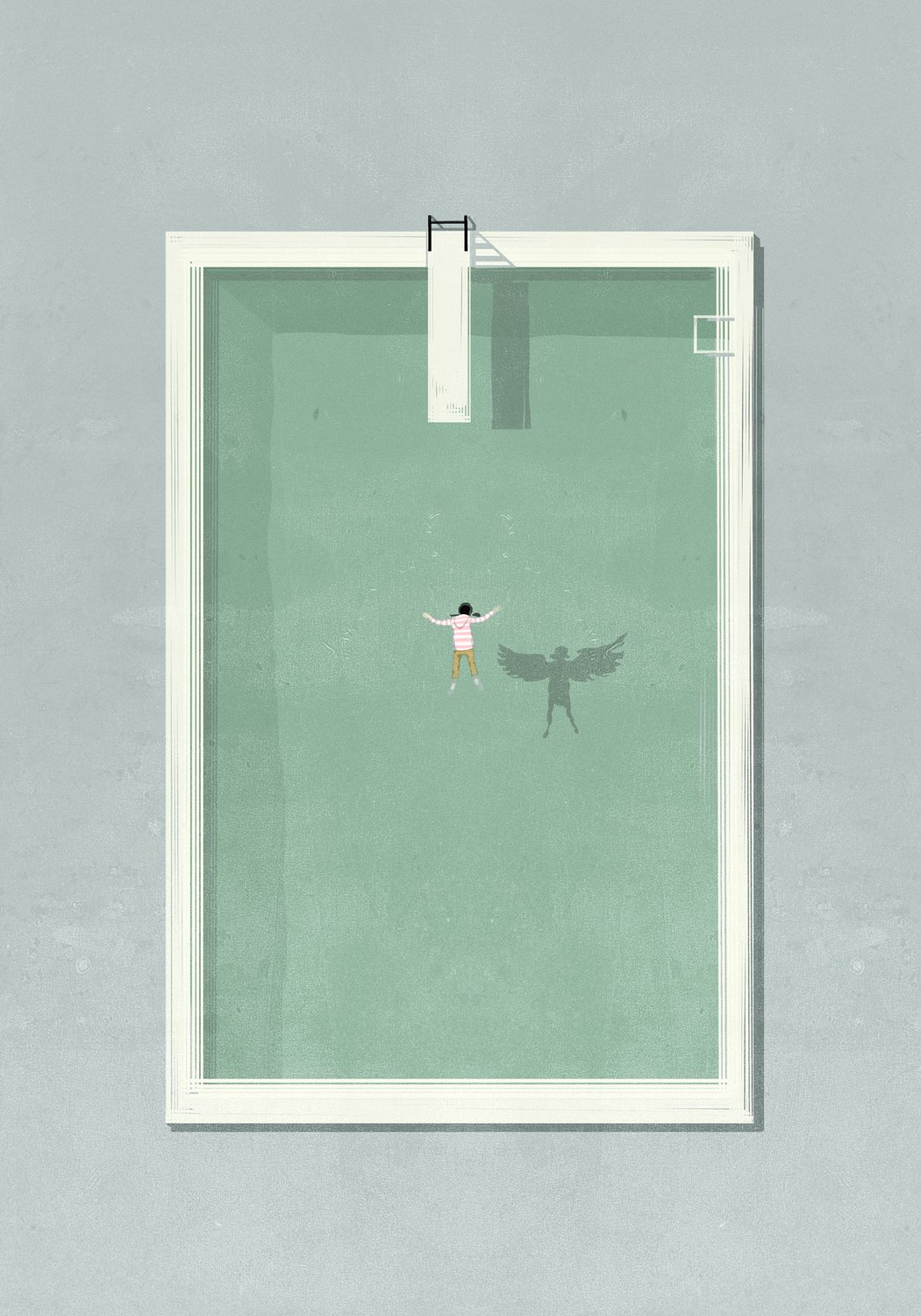 Swimmer and Angel Shadow