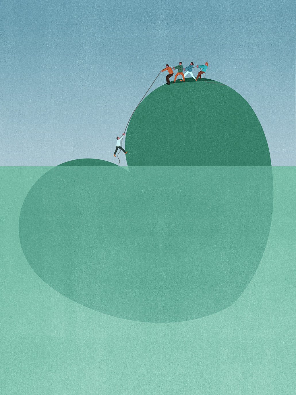 Climbers on a Green Island