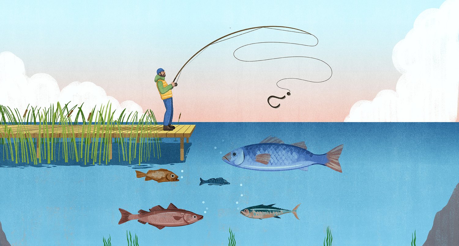 Angler Choosing a Fish