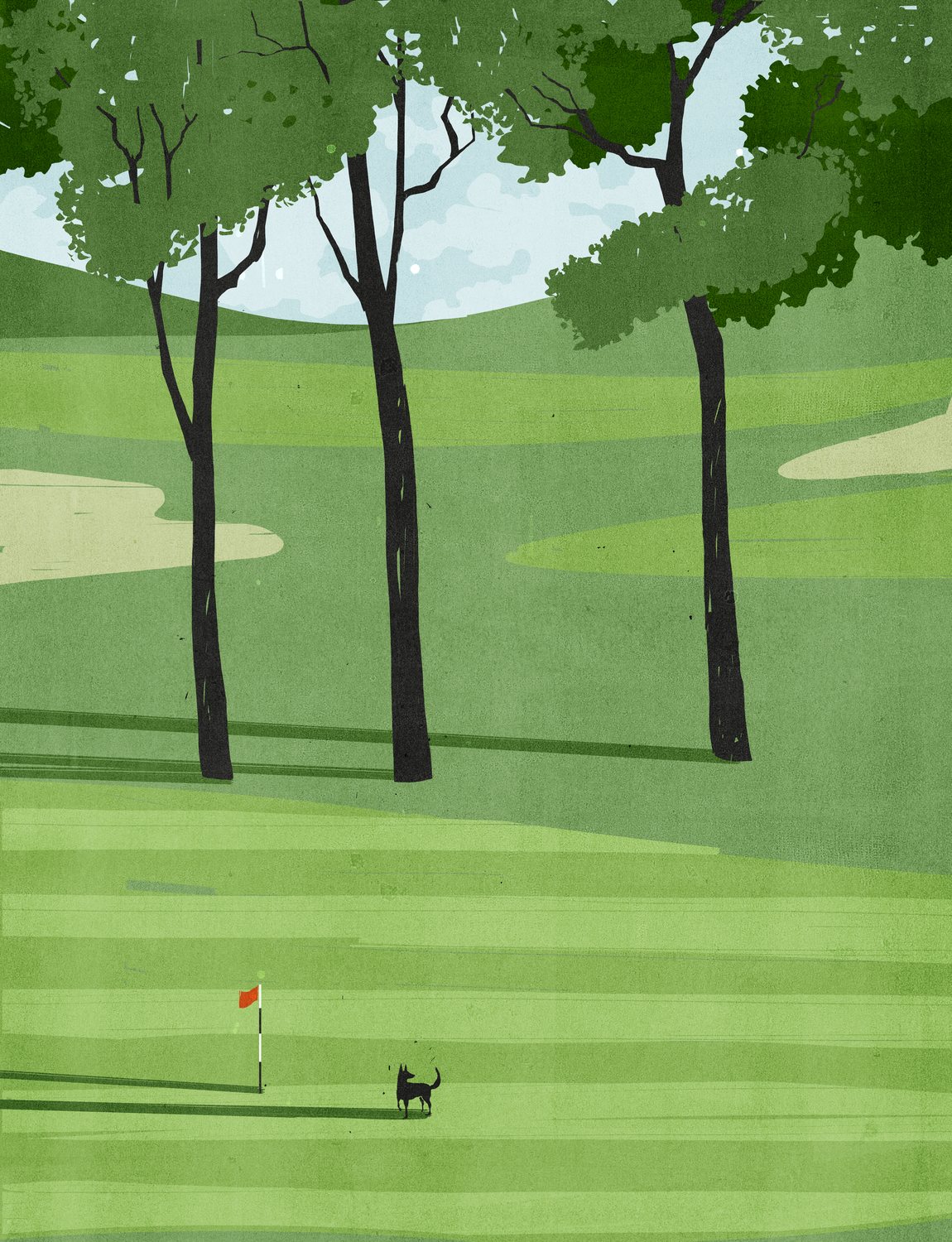 Golfer and Dog on the Course