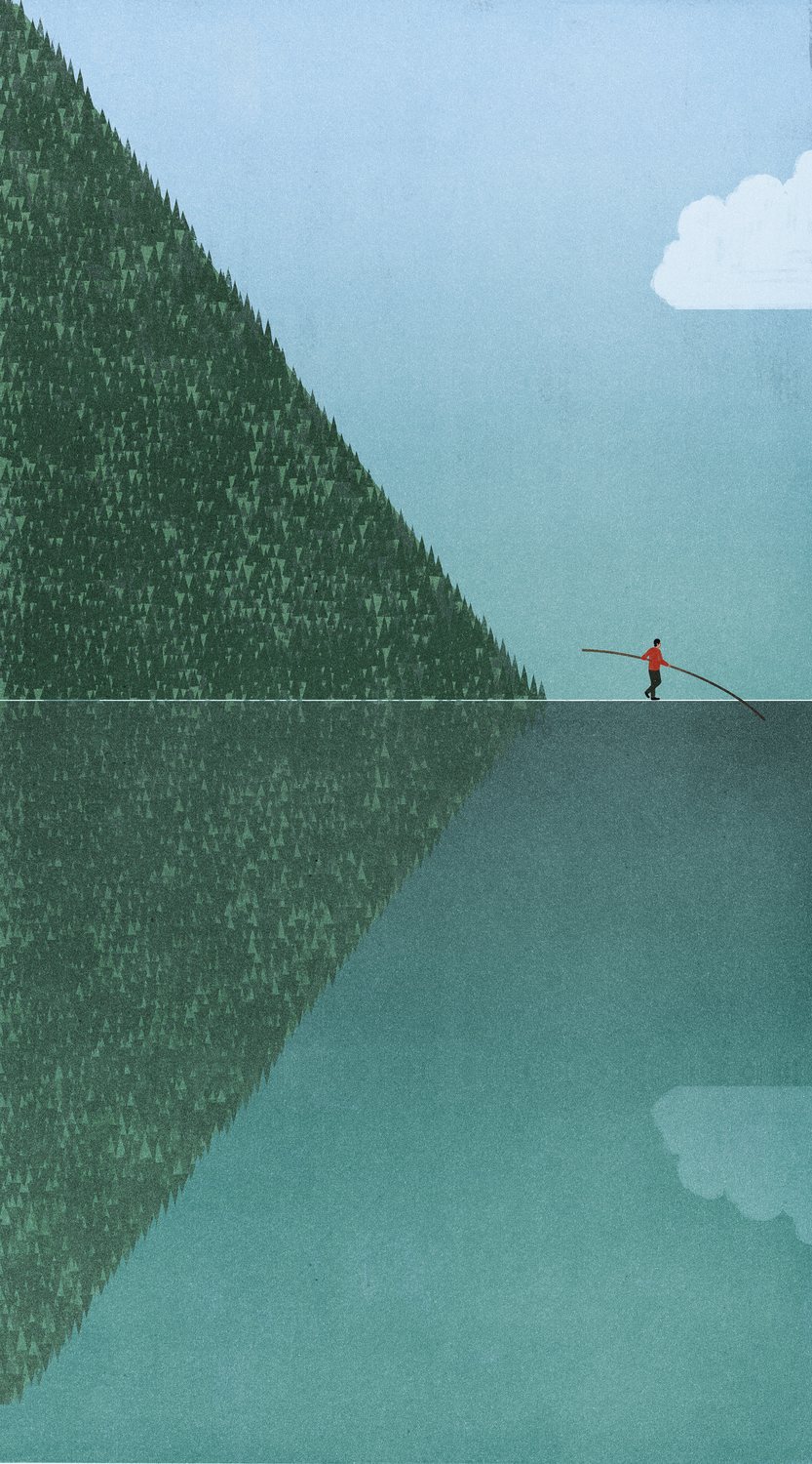 Tightrope Walker over a Lake