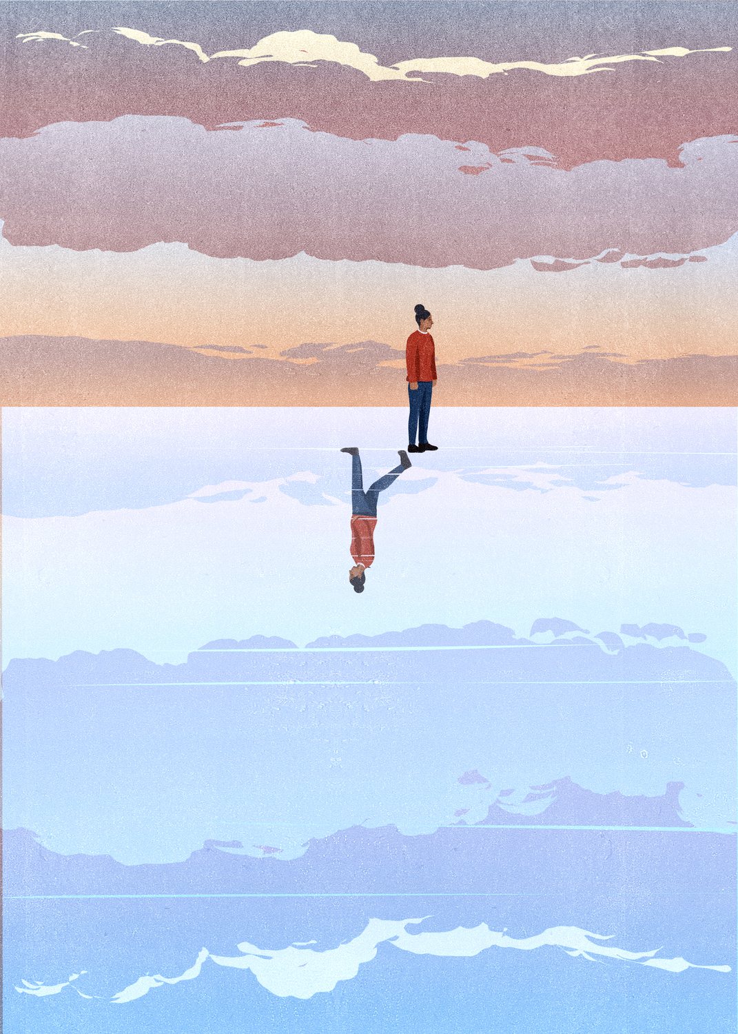 Man and His Reflection in the Clouds