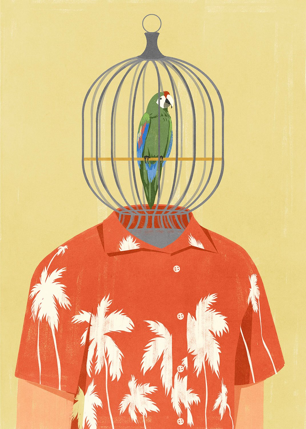 Caged Parrot Head