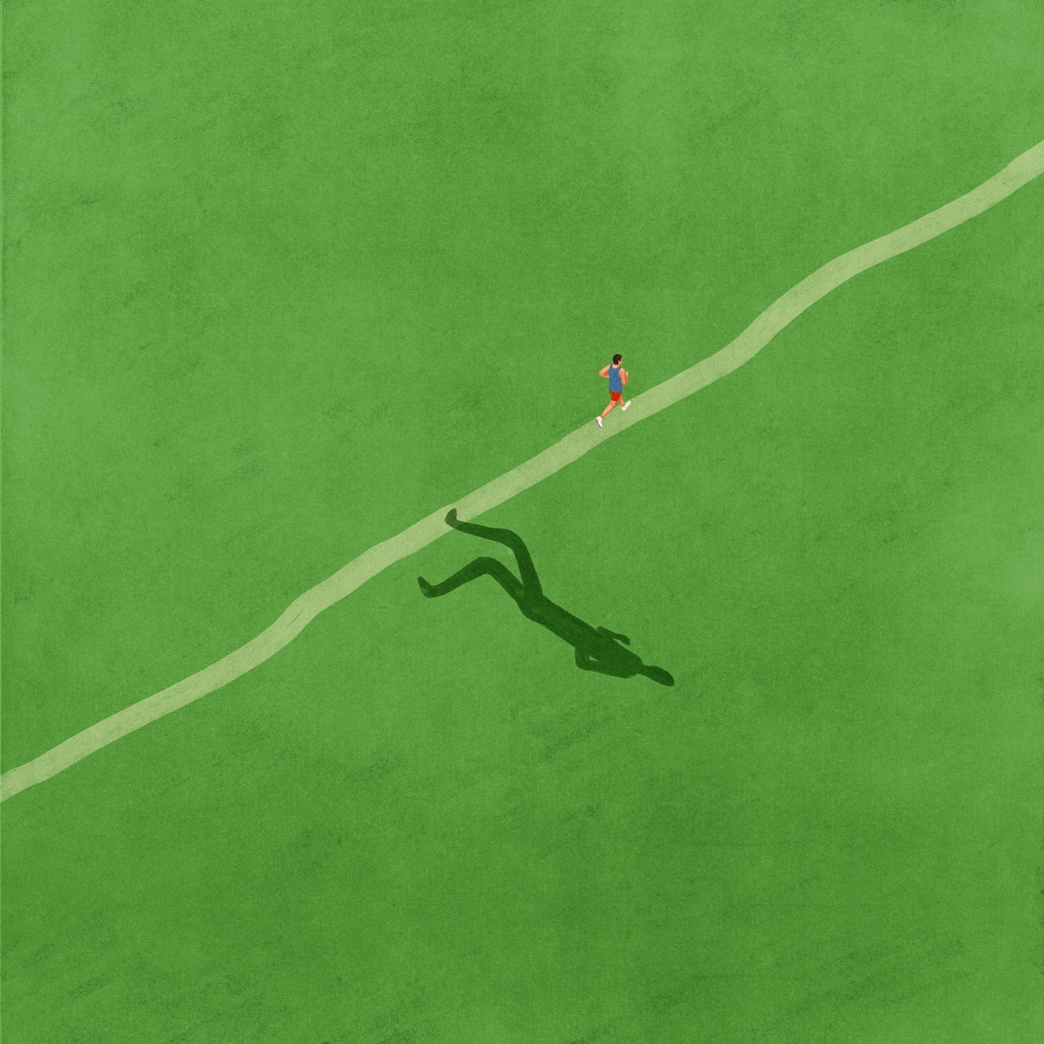 Runner and the Shadow on the Field