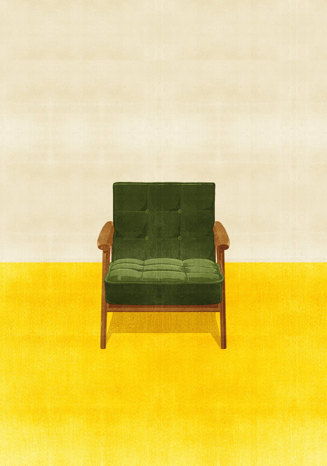 Green Armchair on Yellow