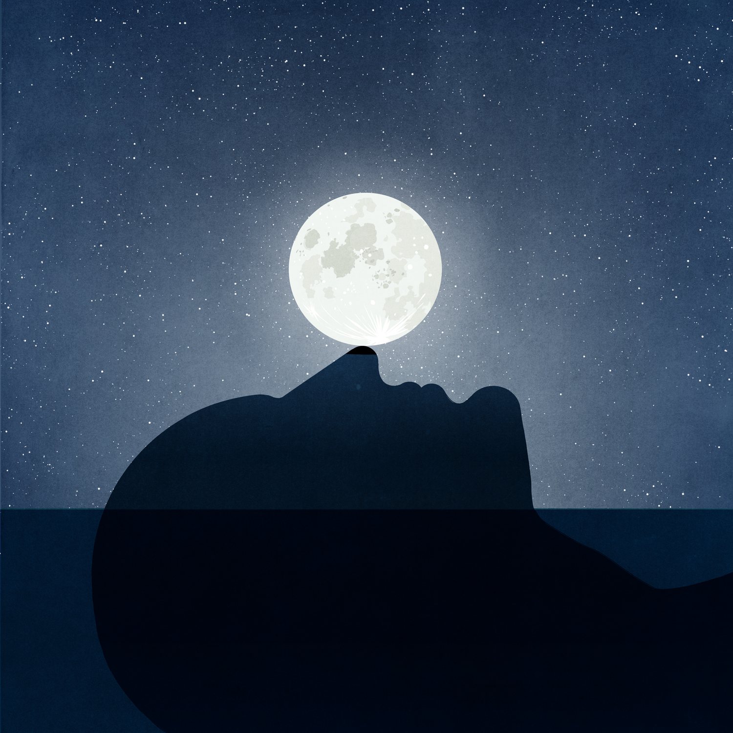 Sleeping Profile under the Moon