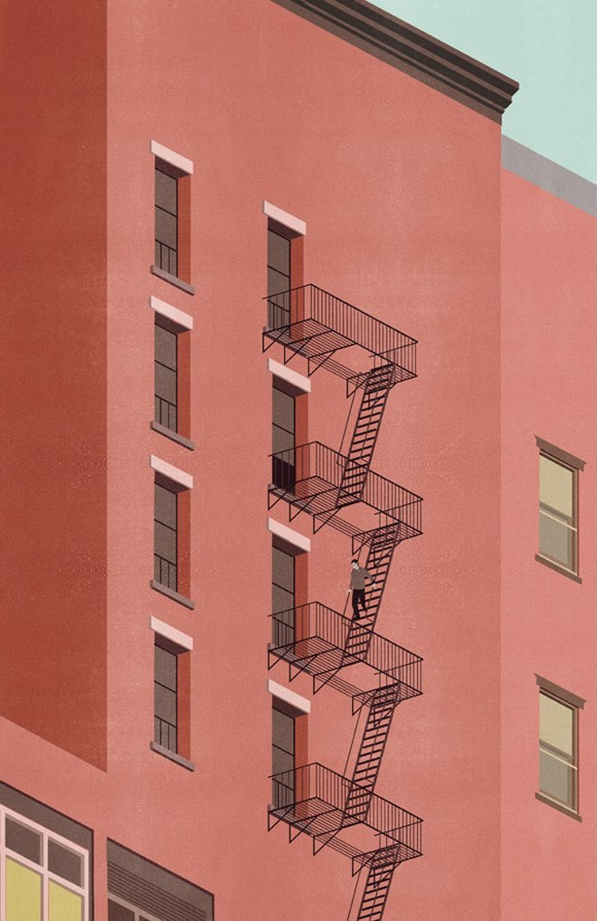 Red Building with Fire Escapes