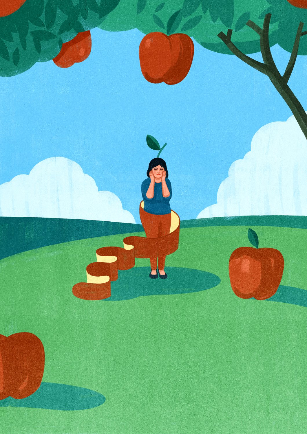 Woman among the Fallen Apples