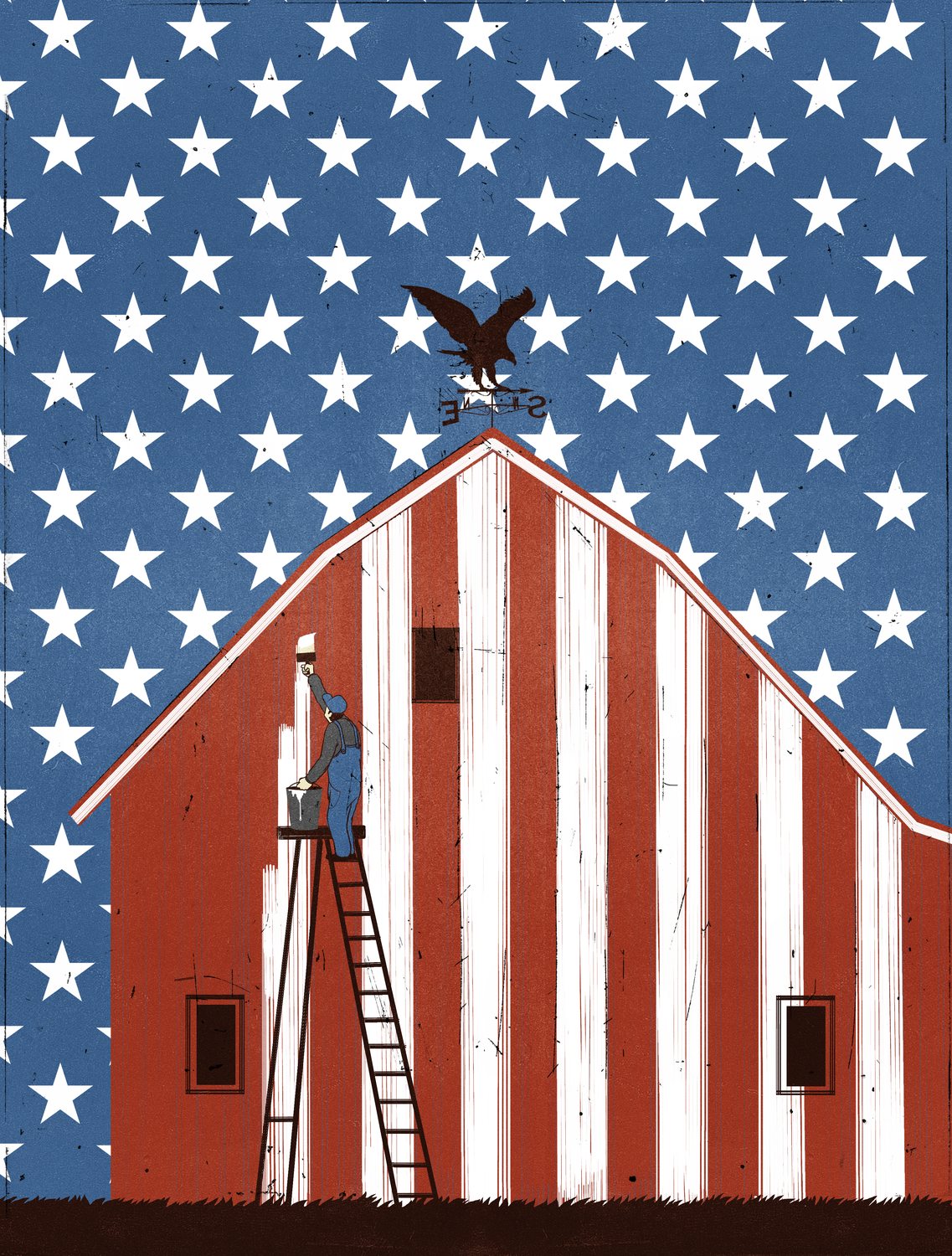 Barn Painted as the Flag