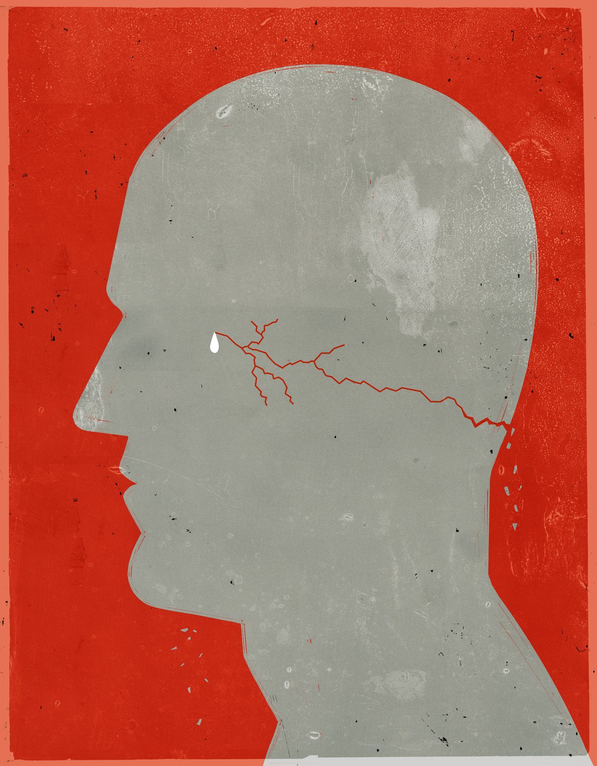 Cracked Head on Red