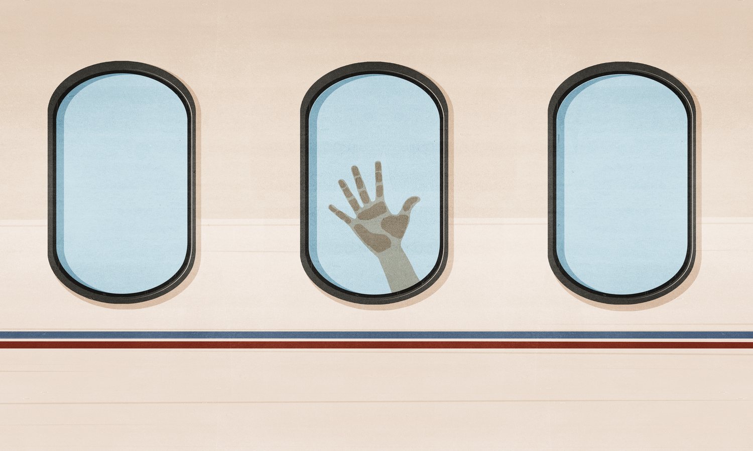 Hand at the Airplane Window