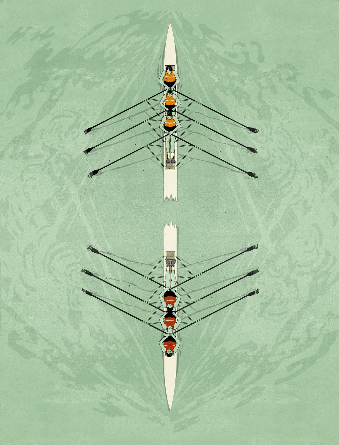 Mirrored Rowing Boats