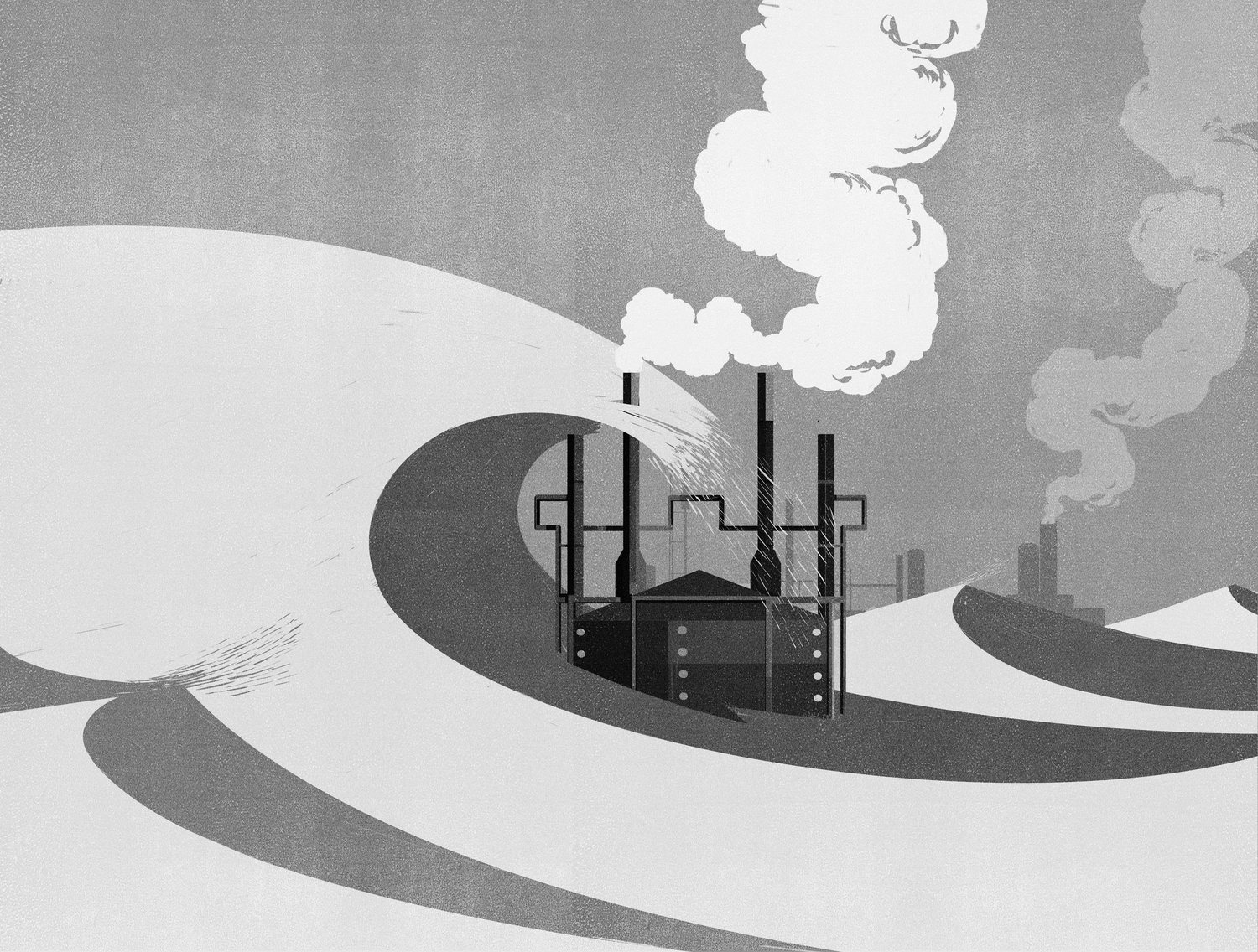 Factory in the Grey Waves