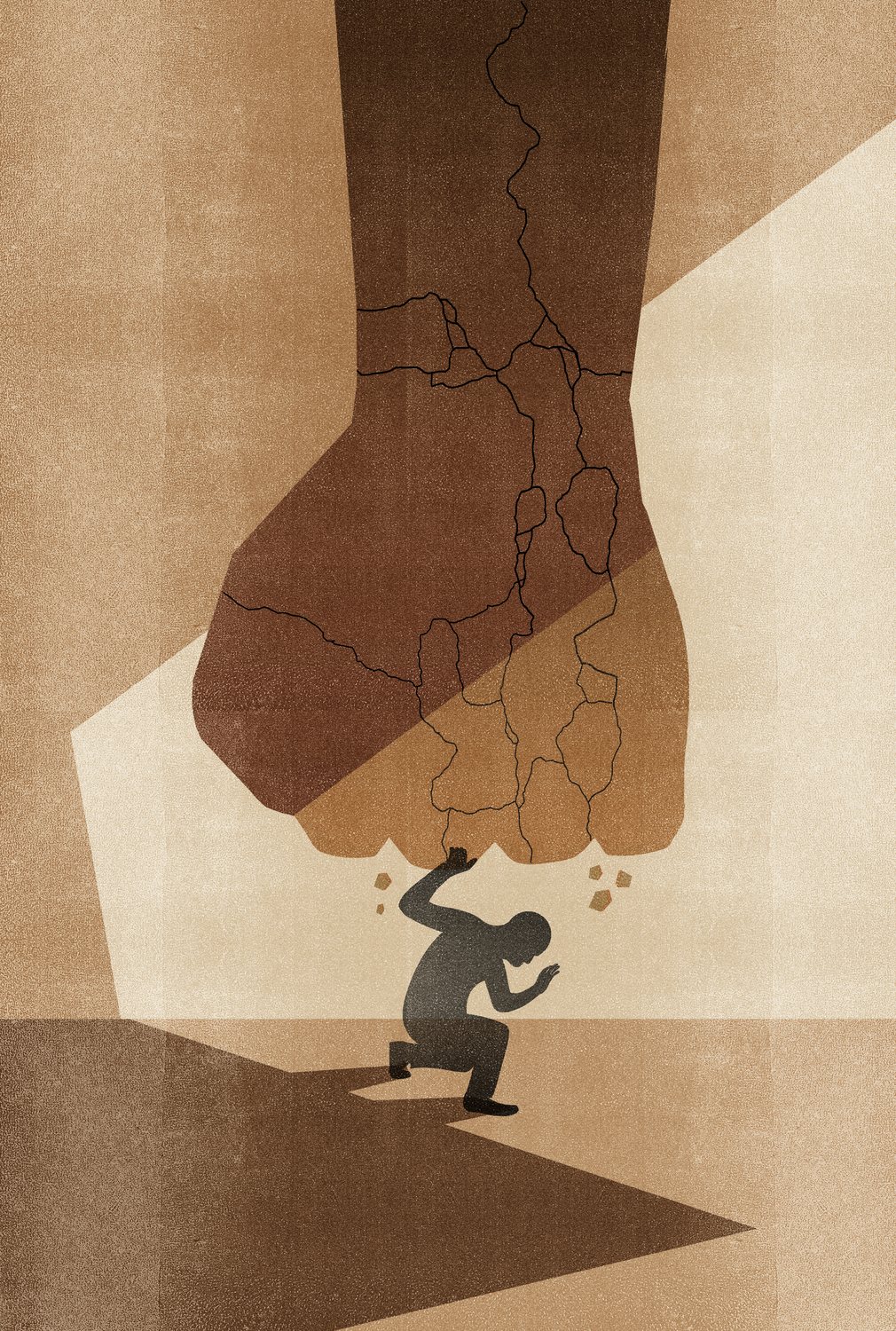 Giant Fist Crushing a Man