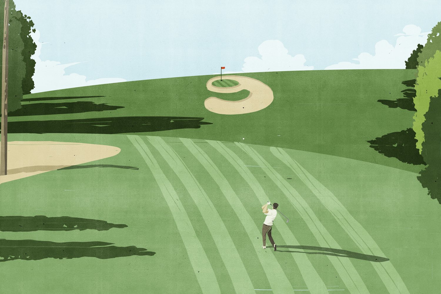 Golfer on the Striped Fairway