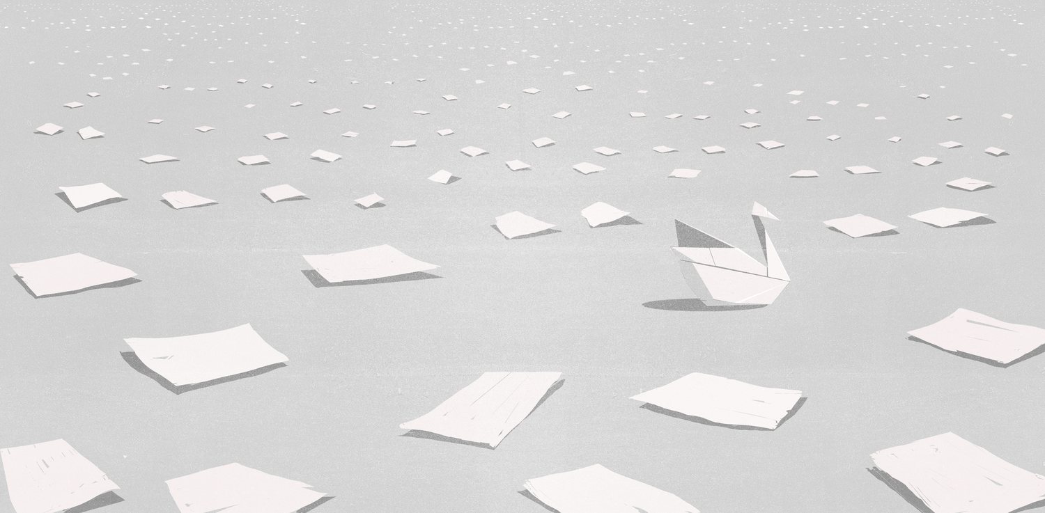 Paper Swan among the Sheets