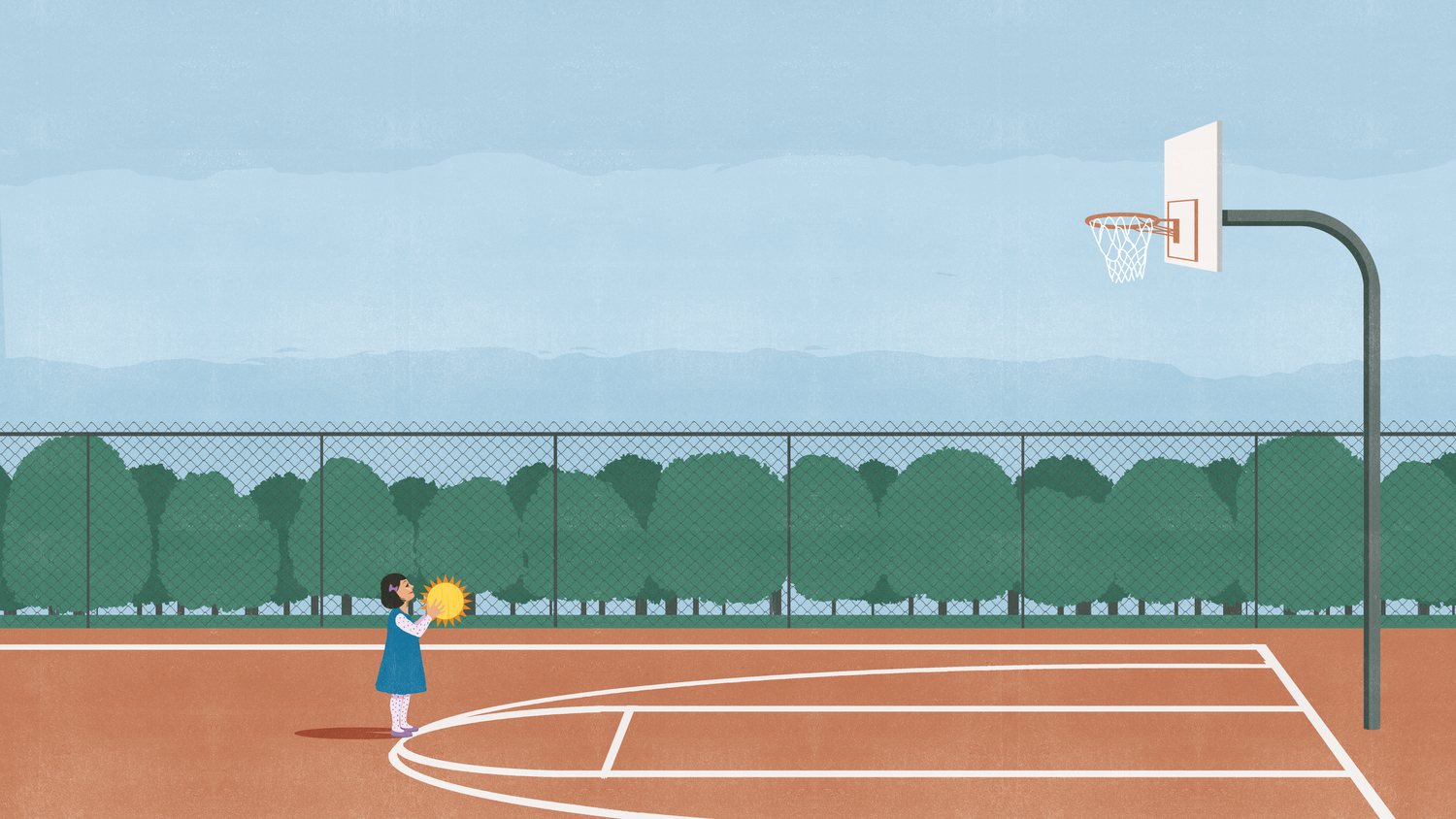 Basketball Court by the Trees
