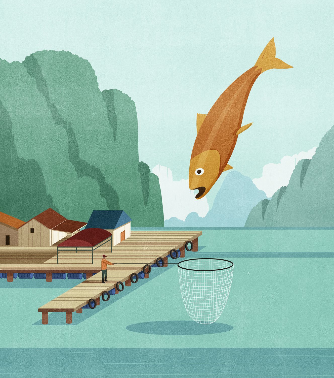 Fish Leaping over the Net