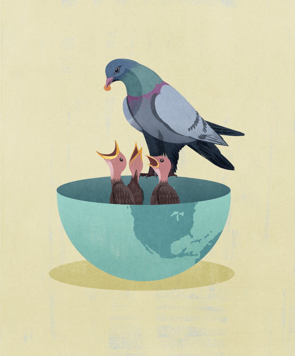 Pigeon on the Earth Nest