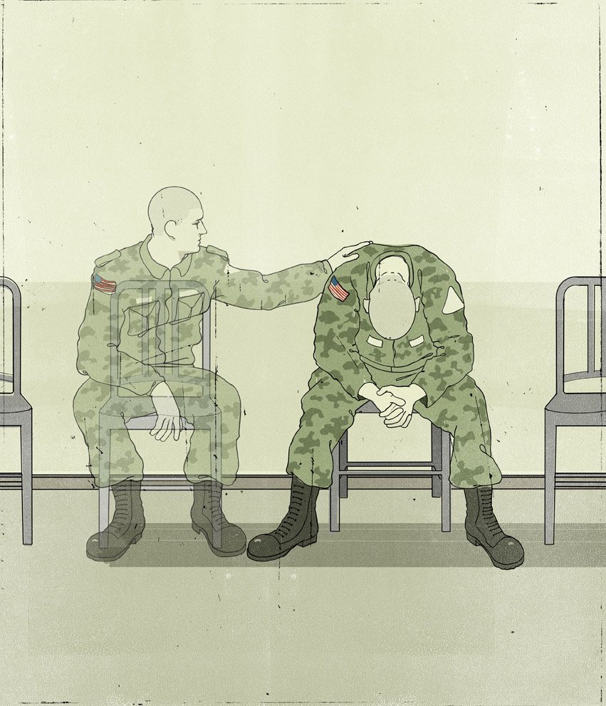 Soldiers Comforting Each Other