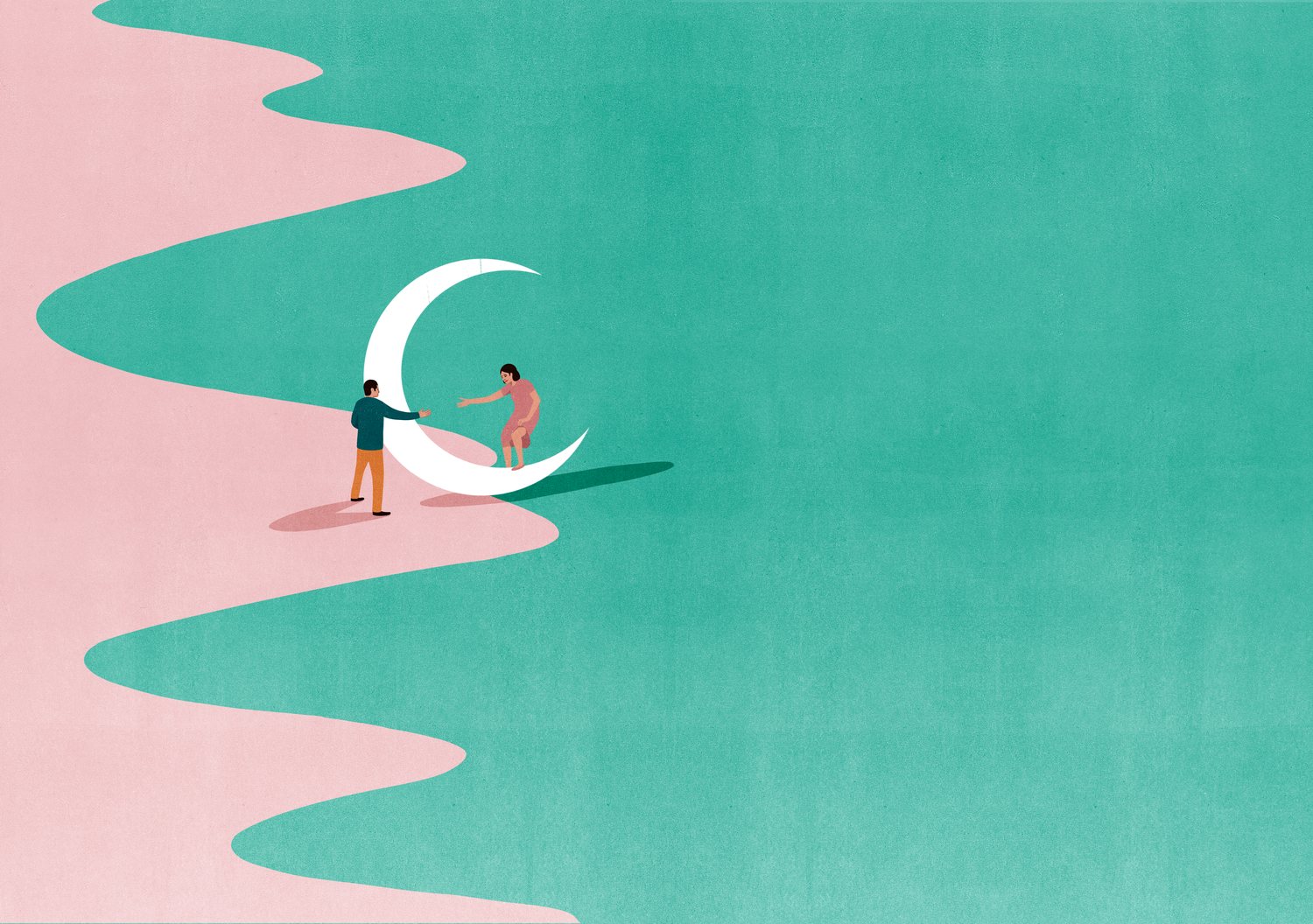 Couple on the Crescent Moon