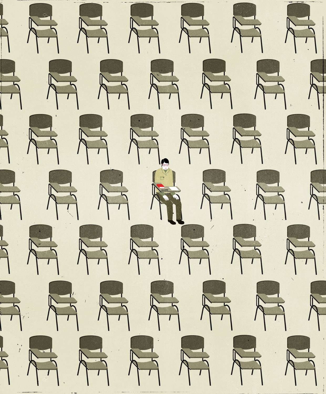 Man among Empty Chairs