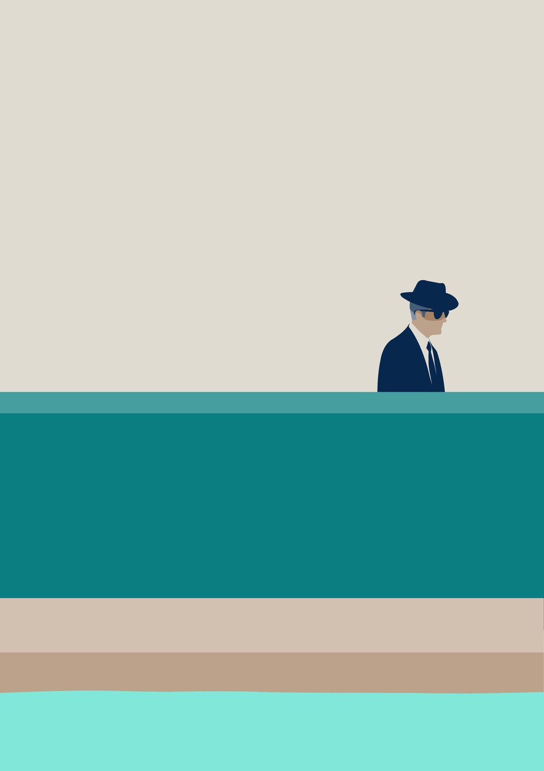 Man in a Hat at the Pool's Edge