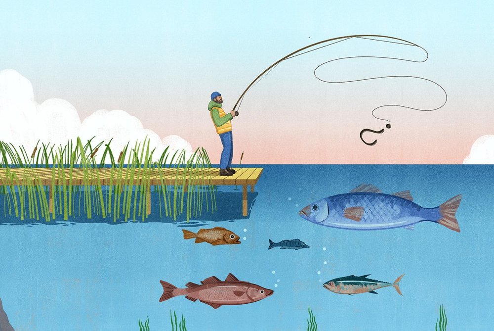 Angler Choosing a Fish