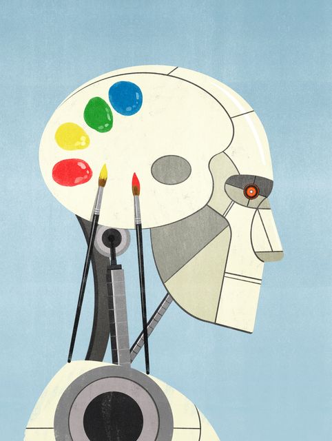 Robot Head with a Palette