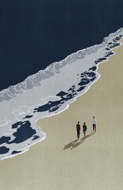 Friends Walking on the Shore