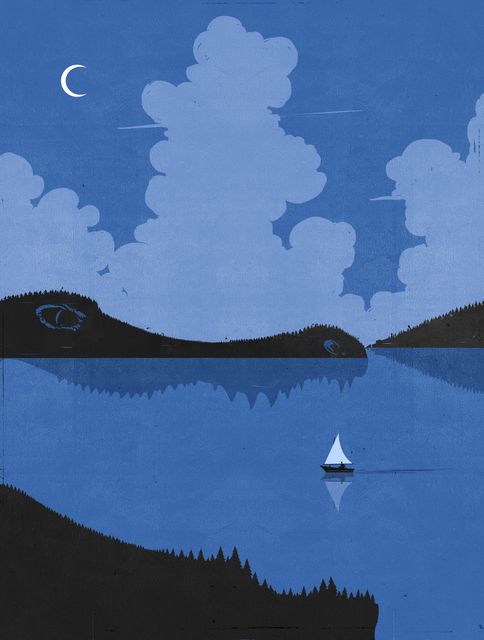 Sailboat on a Night Lake