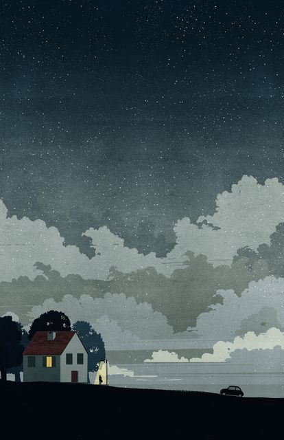 Seaside Houses at Night