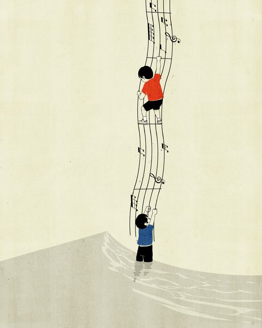 Children Climbing Music Notes