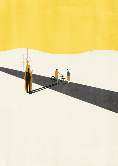 Cyclists and a Long Shadow