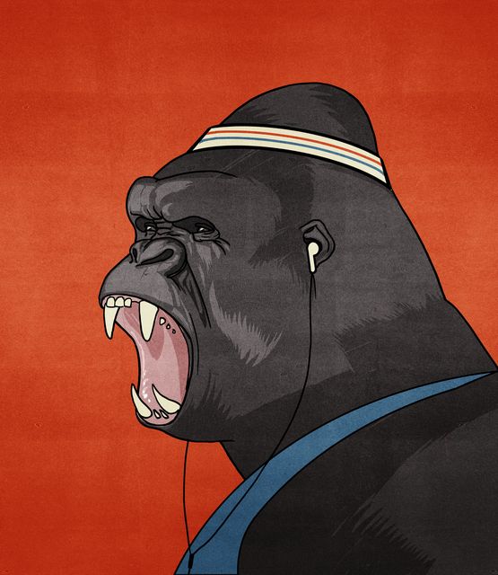 Gorilla with Earphones