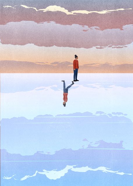 Man and His Reflection in the Clouds