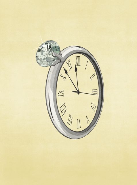 Clock Ring with a Diamond