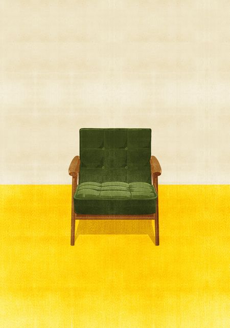 Green Armchair on Yellow