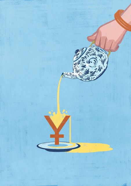 Teapot Pouring the Yen