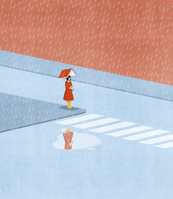 Woman with Umbrella in the Rain