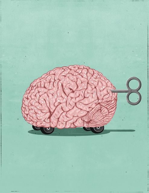 Wind-up Brain on Wheels