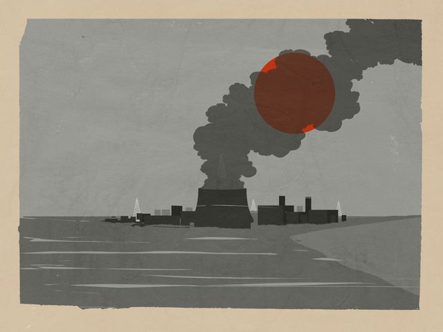 Smoking Island under a Red Sun
