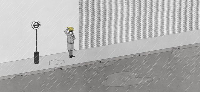 Waiting at the Bus Stop in the Rain