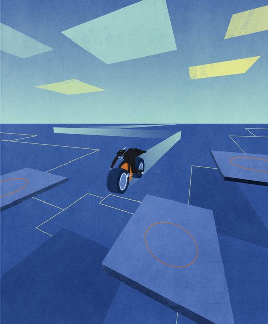Motorcyclist on the Floating Panels