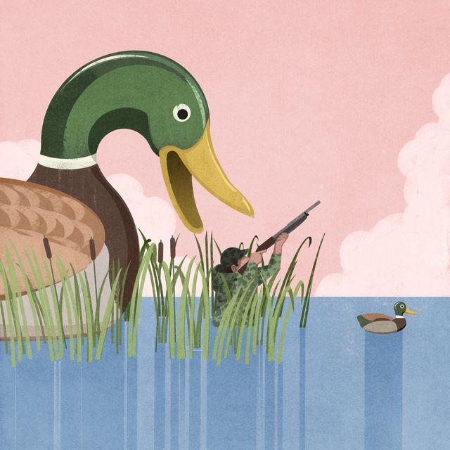 Hunter under the Giant Duck