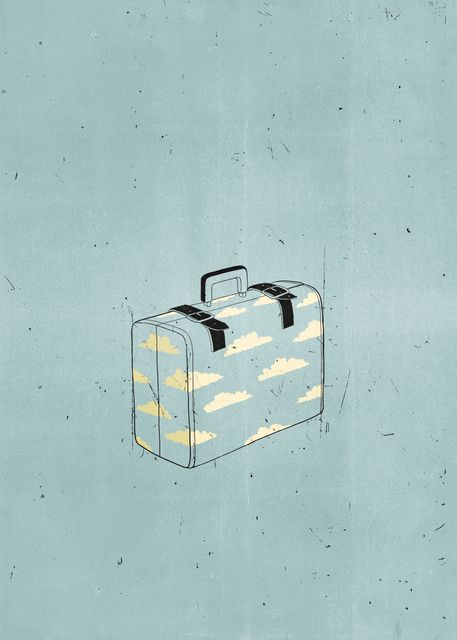 Cloud Suitcase on Blue