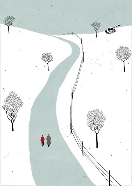 Couple on the Winter River Path